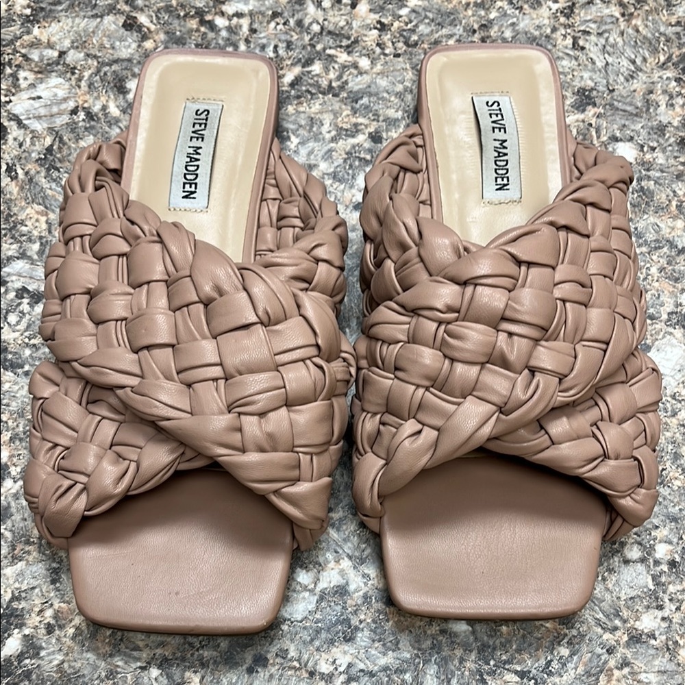 Steve Madden Marina Women's Tan Woven Slide Sandals